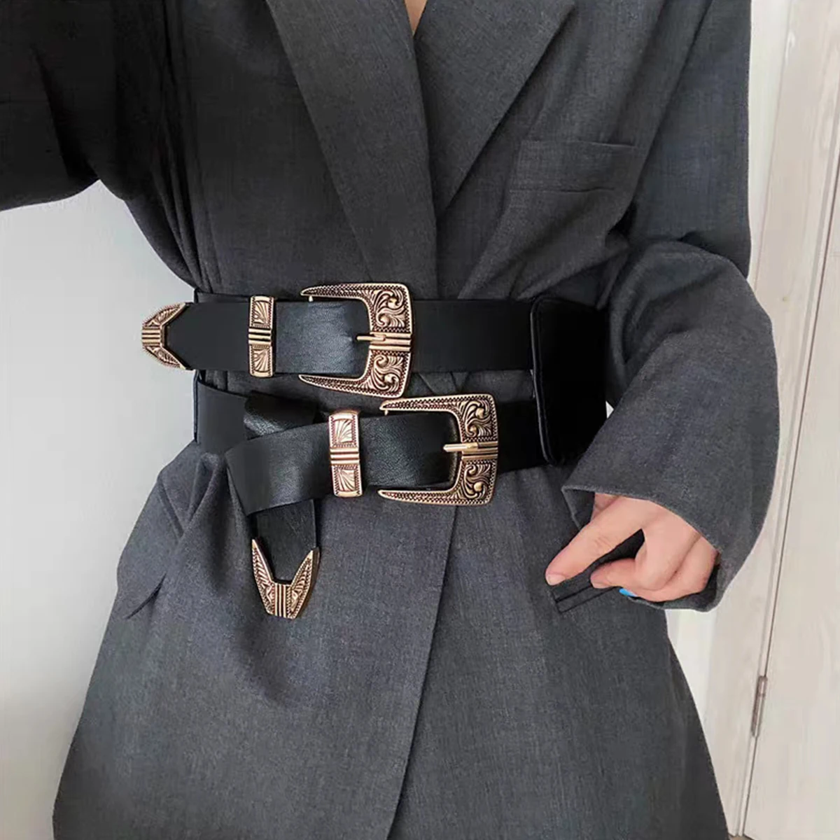 Female Waist Goth Elastic Corset Belt Vintage Stretch Cummerbunds Designer Black Punk Wide Belts For Women High Quality Luxury
