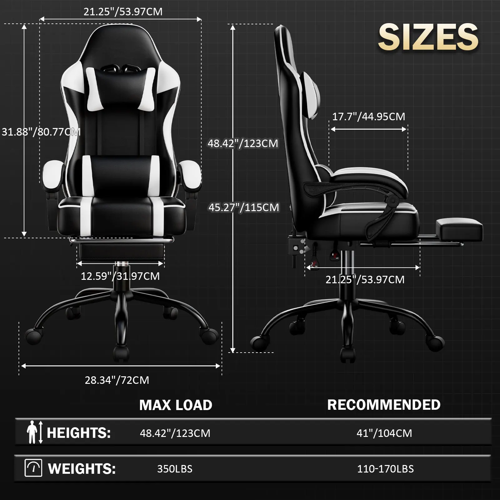 Gaming Chair, Ergonomic Video Game Chair for Adults, Comfortable Computer Chair with Footrest and Lumbar Support