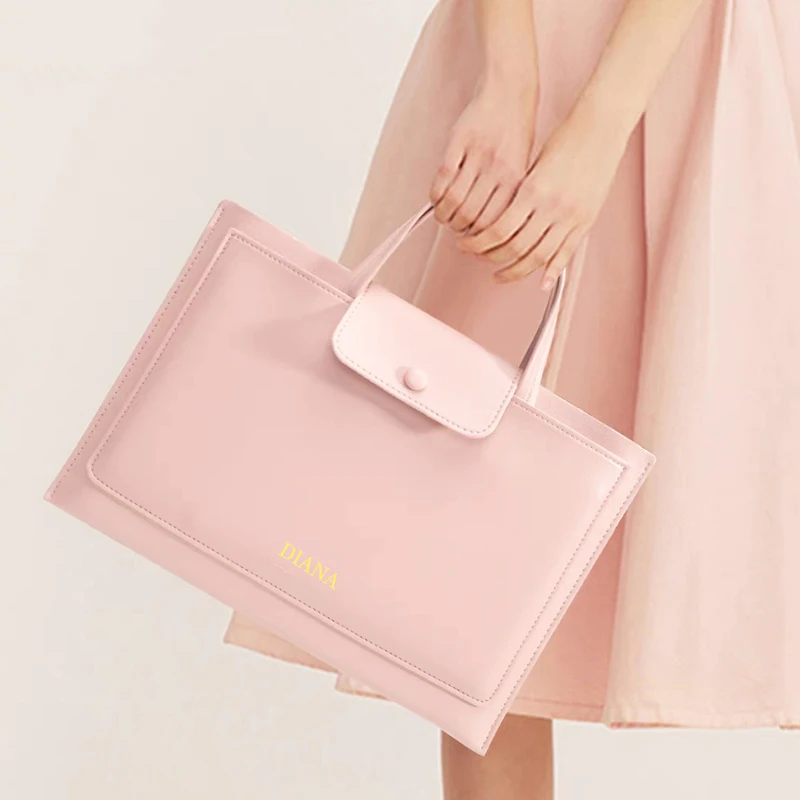 Luxury PU Leather Custom name Briefcase Engrave Initials Business Large Capacity Laptop Bag Business Trip Notebook Computer Bags