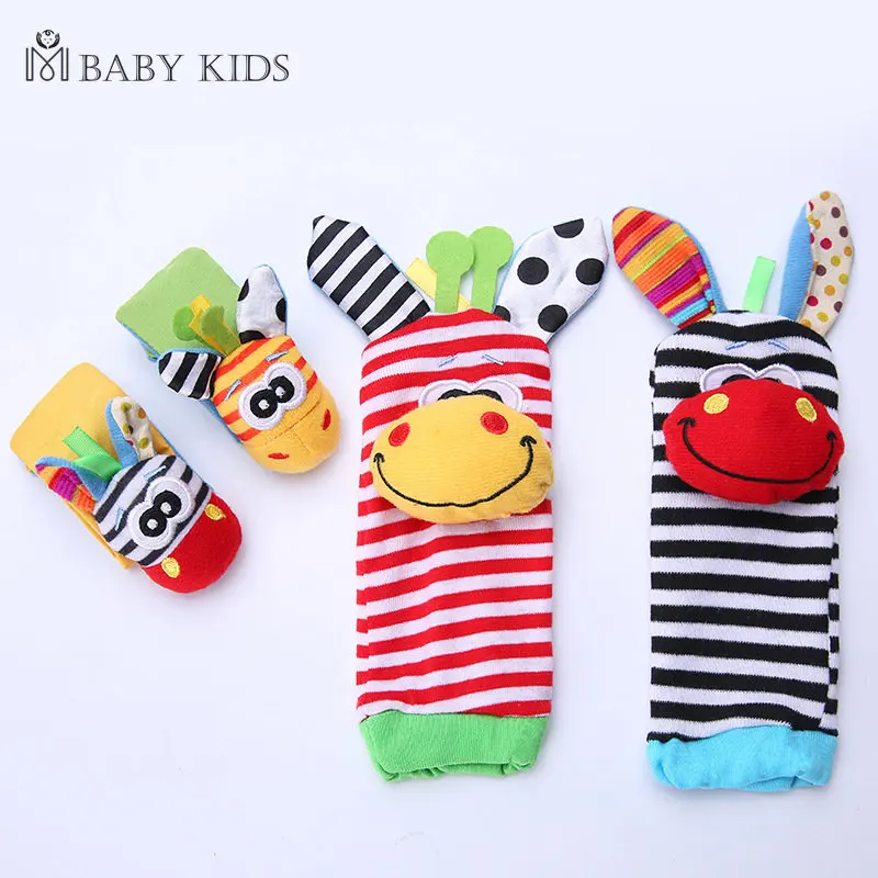 เกมเด็ก Plush Rattle ถุงเท้า Sensory ของเล่นสําหรับทารกทารกแรกเกิดอุปกรณ์เสริมตุ๊กตาสัตว์นาฬิกาข้อมือ Rattle ของเล่นเด็ก 0 3 6 12 เดือน