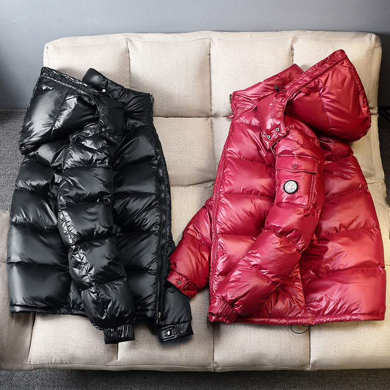 Новый блестящий пуховик без стирки для коротких пар, модный и модный ретро-стиль, свободный и толстый белый утиный пуховик.