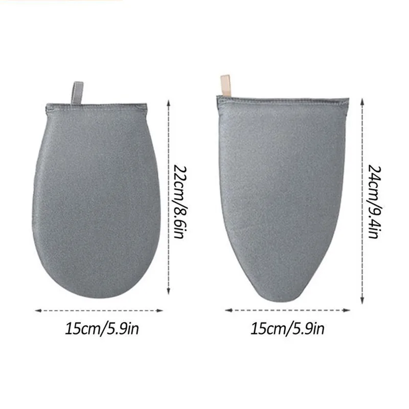Mini tabla de planchar resistente al calor de mano, cubierta de hierro, resistente al calor, resistente a las manchas, guantes de planchado a vapor para ropa grises