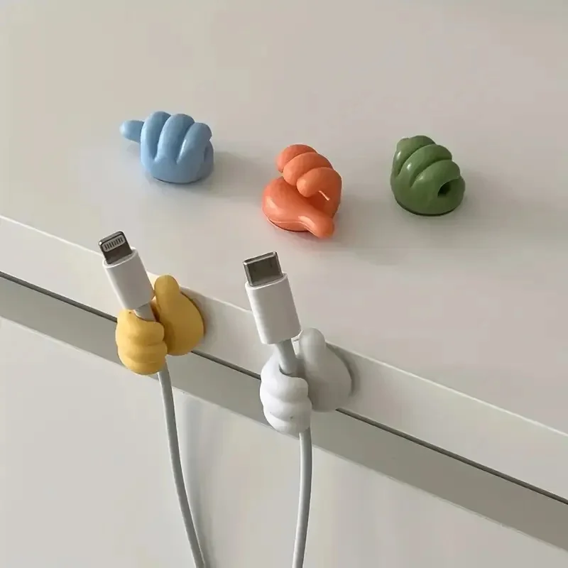 Organizador de cables en forma de pulgar, Clips de almacenamiento, ganchos adhesivos sin taladro, plástico, perfecto para cables de carga, soporte para cables, 10 Uds.