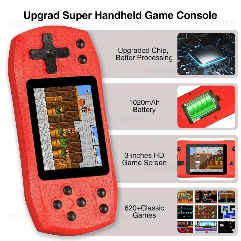 Console per videogiochi retrò integrata nel 620 giochi classici Lettore di giochi portatile portatile Console ricaricabile Uscita AV