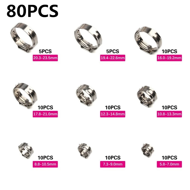 140/130/80/45 Chiếc Bông Tai Inox Vô Cấp Kẹp Con Sâu Ổ Nhiên Liệu Nước Vòi Ống Kẹp kẹp + 1 Vòi Kẹp Kìm Kẹp