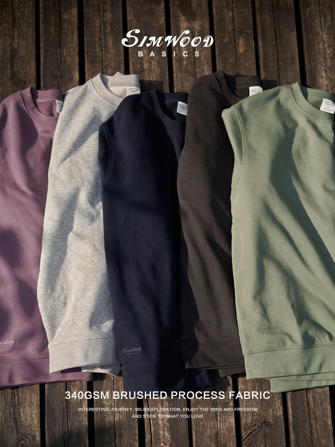 SIMWOOD 2025 Herfst Winter Nieuwe Oversize 340 gsm Warm Geborsteld Proces Sweatshirts Mannen Borduren Basic Running Trui Tops Mannen