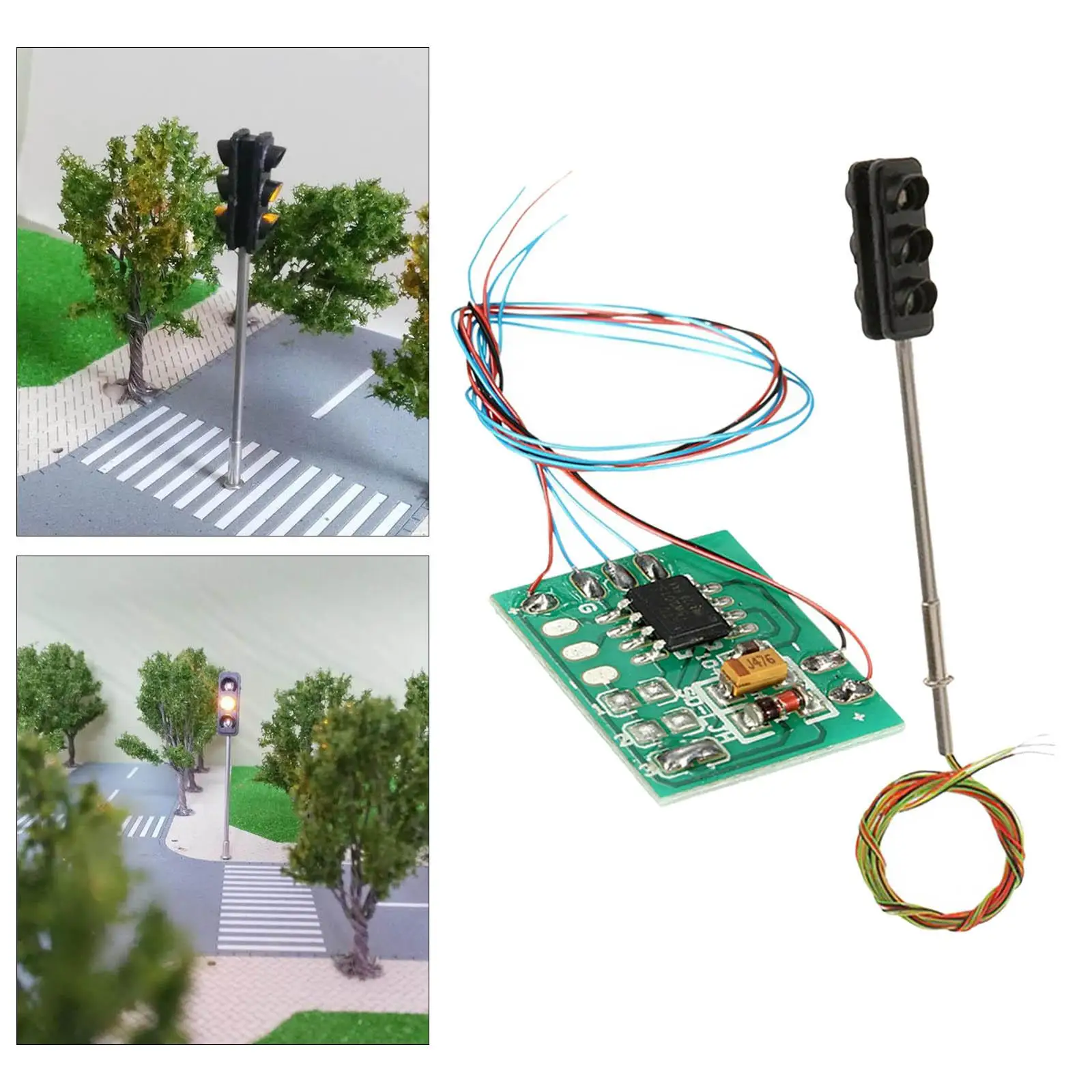 Traffic Signal Light Model Realistic Design LED Light Classic with Control Board for DIY Sand Table Train Railway Model Diorama