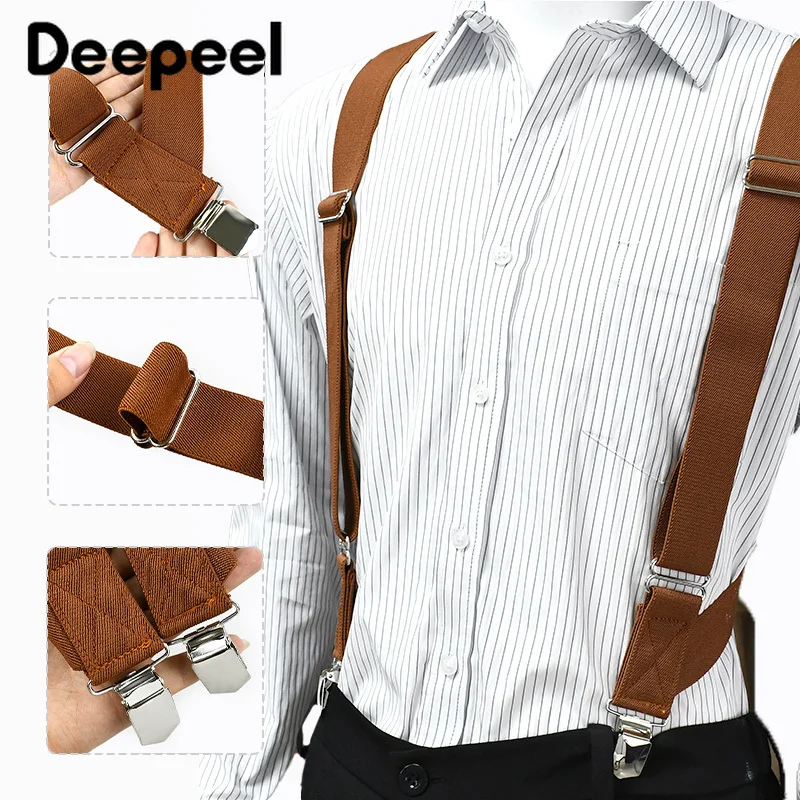 Deepeel 3.5*125cm Adult Men's Suspenders 2 Clip Elastic Strap Harness Men Braces Jockstrap Suspender for Pants Shirts Belts