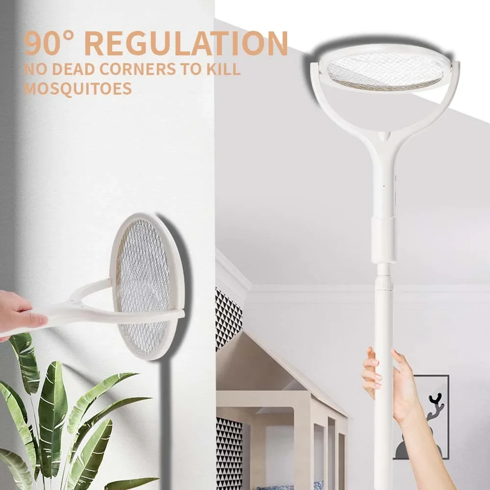Scacciamosche intelligente 3500V con maniglia di estensione Lampada antizanzare regolabile ad angolo Protezione ricaricabile a 5 strati