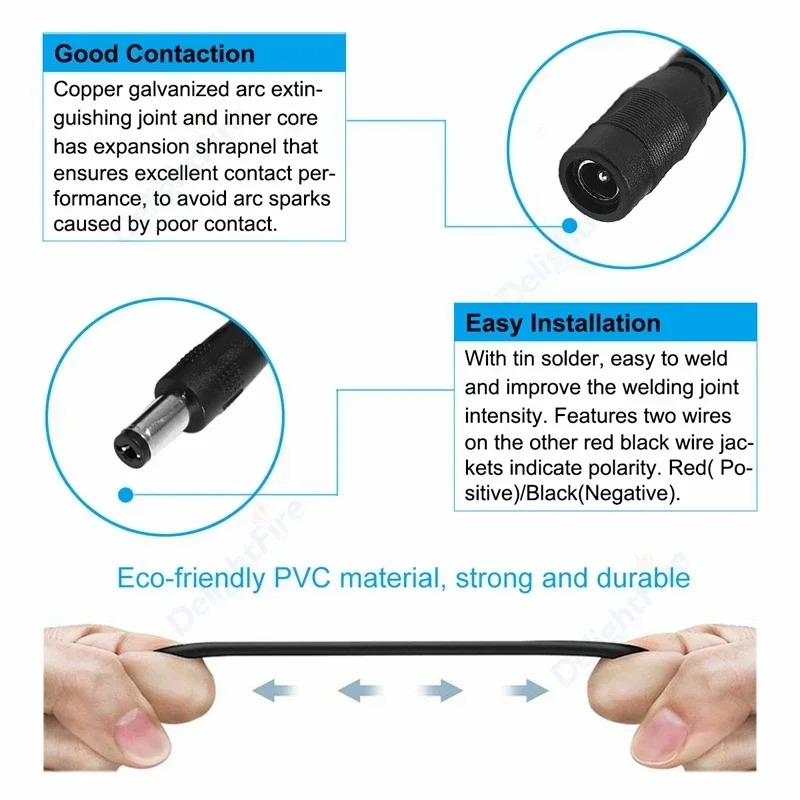 5.5Mm 2.1Mm 1 Ra 2/3/4/5/6/8 Cách DC Cáp Chia Nguồn 5V Nguồn 12V Cổng Kết Nối Dây Dây Đèn Camera Quan Sát