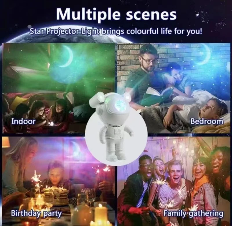 Proiettore di luce stellare per astronauta Bluetooth LED Camera da letto Ambiente Luce notturna Aurora Luna Nebulosa Galassia Illuminazione per bambini