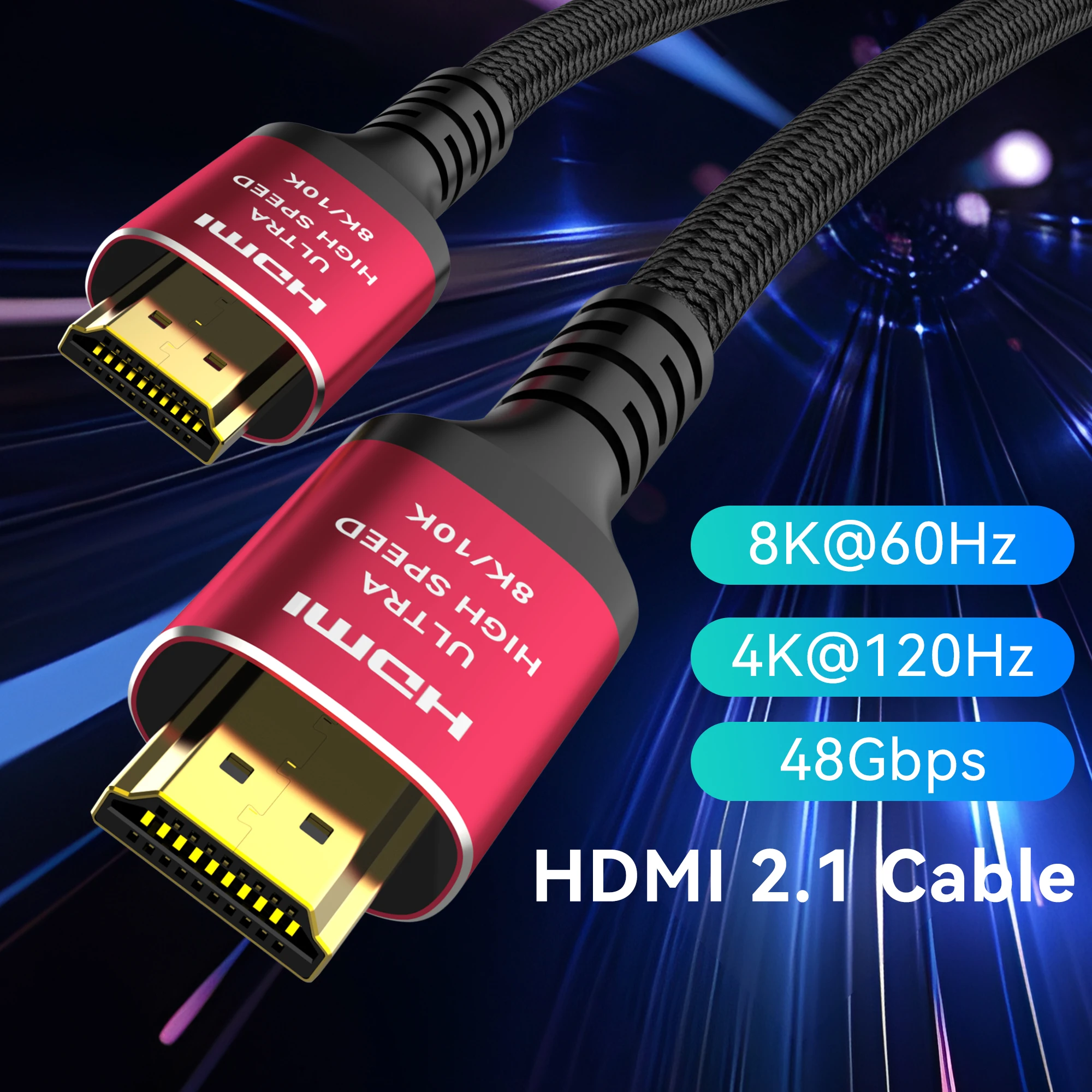CYANMI - Cable HDMI de 5 m, 48 Gbps, ultra alta velocidad 8K60 4K120 144 Hz, trenzado, con eARC, Dolby Vision, HDR10, HDCP 2.2 y 2.3, compatible con Roku TV/PS5/HDTV