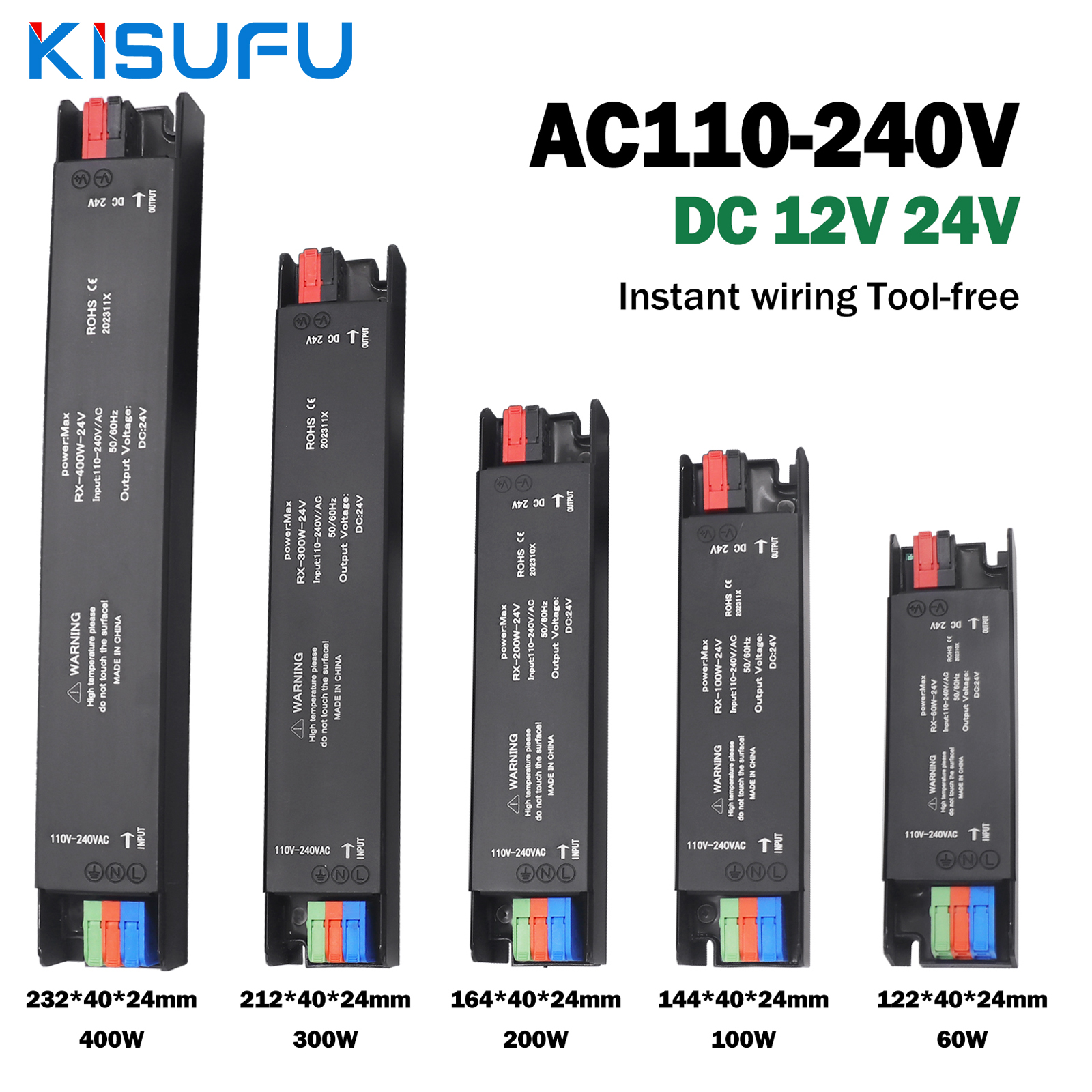 Ultra Thin Lighting Transformers AC110V 220V to DC12V 24V Mute Lighting Transformer LED Converter 60W 100W 200W 300W 400W