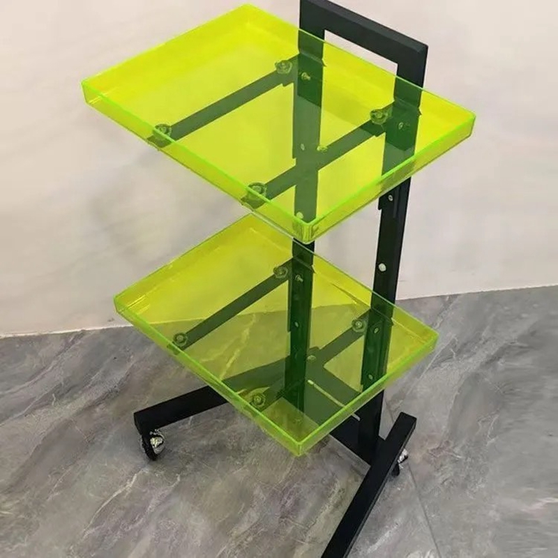 Stainless steel hair salon trolley folding perm trolley movable shelves beauty salon tool trolley storage racks