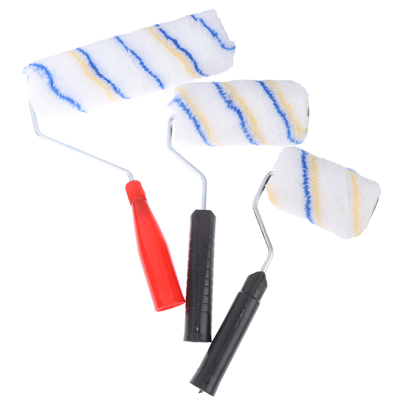Rolo de pintura com escova de rolo de 4 "6" 9 polegadas, cabo curto e longo, pintura de parede de sala