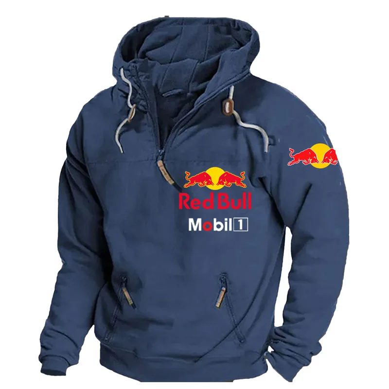 Мотоциклетная куртка с логотипом Red Bull и капюшоном, гоночный костюм для мужчин, повседневная толстовка с капюшоном, пальто в стиле ретро, мужская спортивная одежда для альпинизма