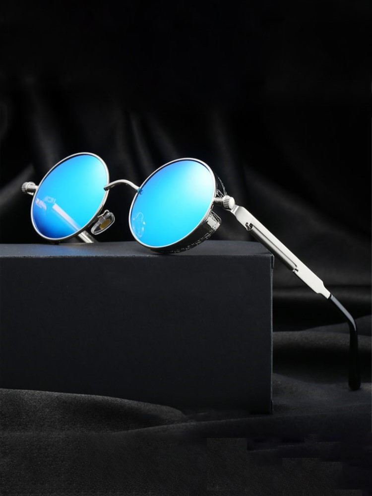 금속 Steampunk 선글라스 남성 여성 패션 라운드 안경 브랜드 디자이너 빈티지 태양 안경 고품질 Oculos de sol 2021