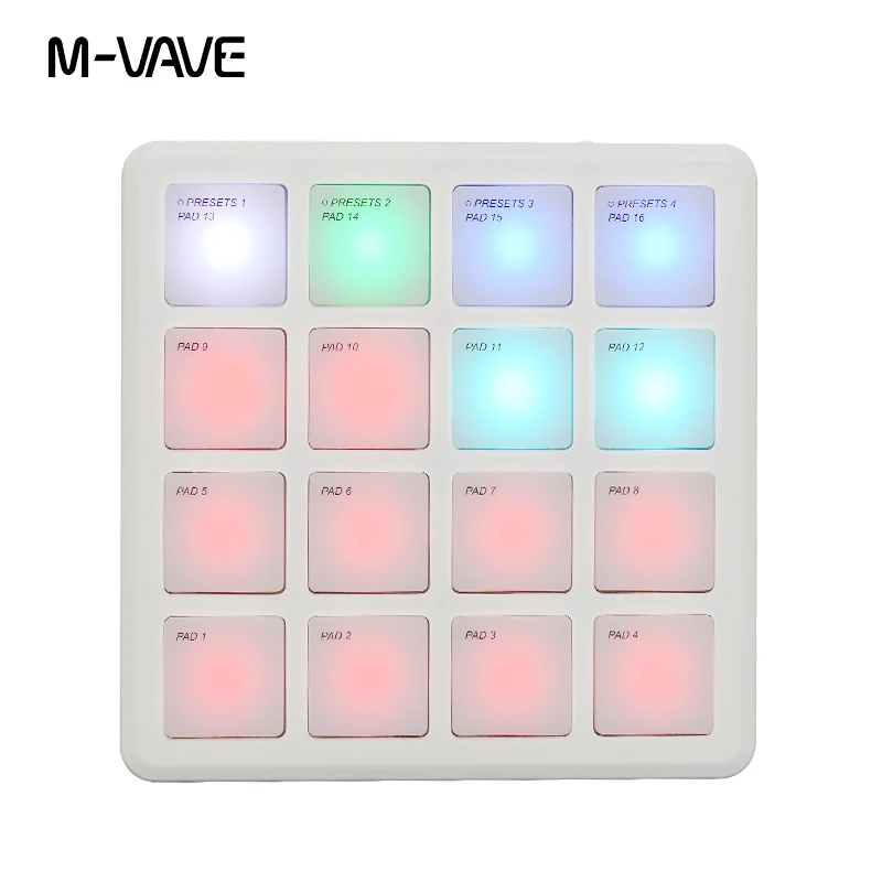 M-VAVE SMC PAD Pocket Pad Portable Wireless MIDI Controller 16 Pads Suitable Percussion Keyboard USB-C Interface Tools