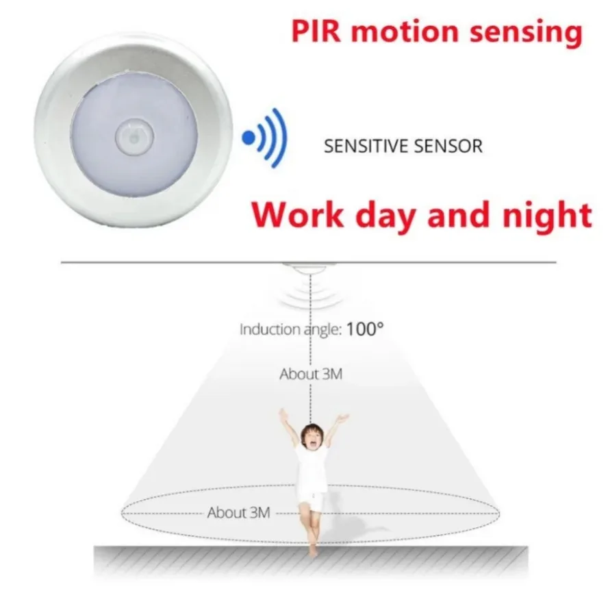 Inducción del cuerpo humano 6LED luz nocturna LED Sensor de movimiento PIR Detector inalámbrico luz automática encendido/apagado para iluminación de cabecera del hogar