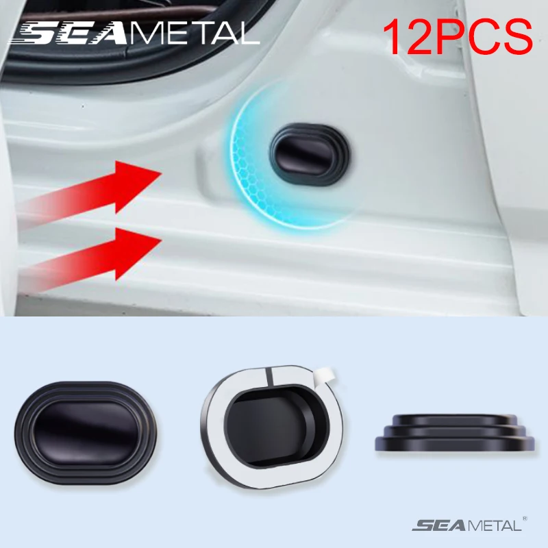 Seametal 12 pçs porta do carro silicone anti choque almofada tronco automático isolamento acústico espessamento almofada adesivos acessórios de estilo do carro