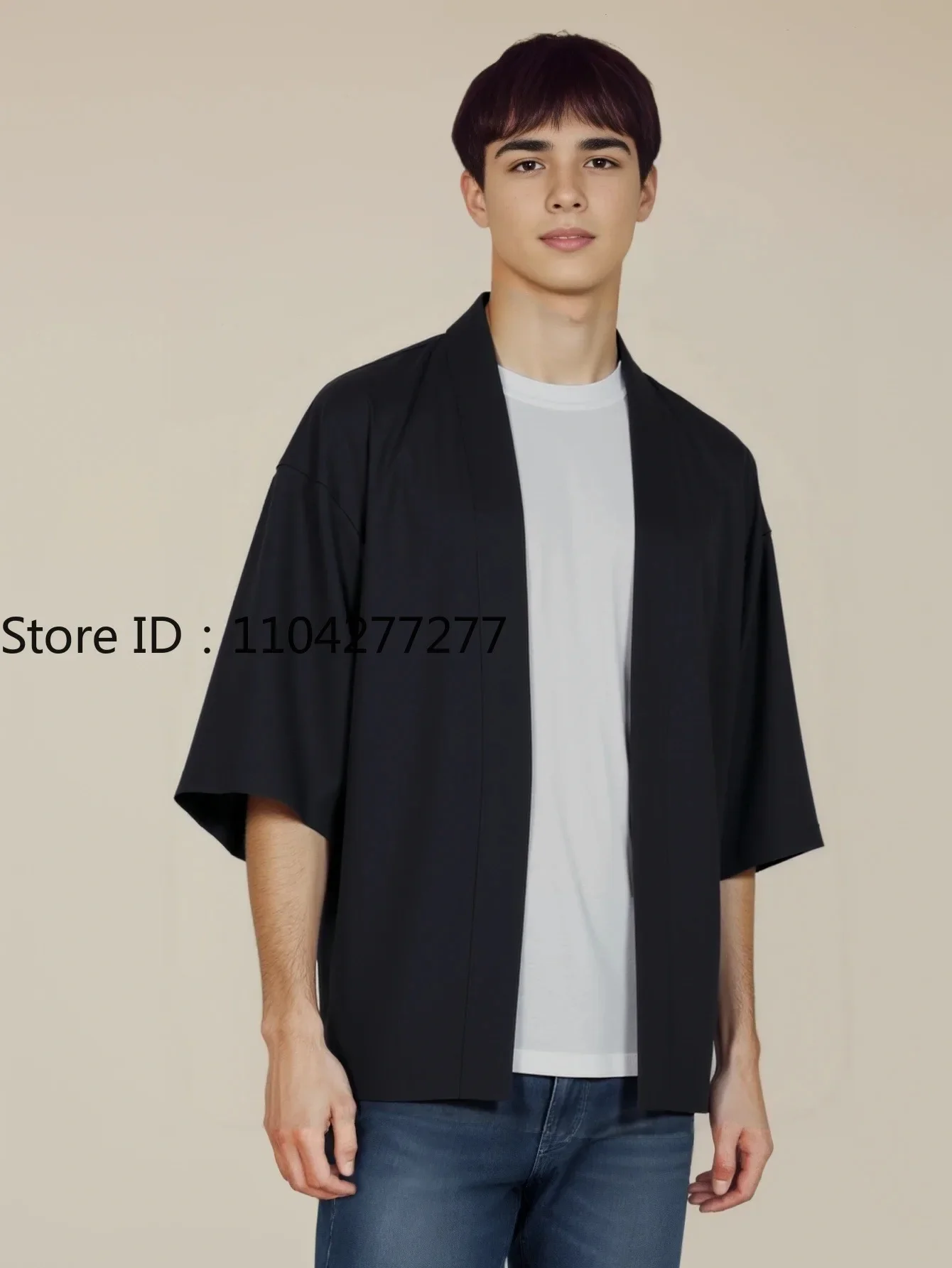 Camicia da uomo nera Camicia Kimono Cardigan Kimono Stile cinese Tradizionale uomo Estate Leggero Kimono giapponese Cardigan da uomo