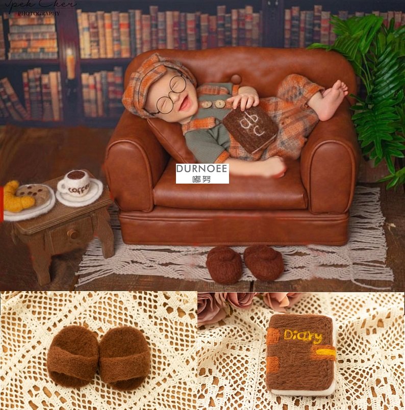 ทารกแรกเกิดการถ่ายภาพ Props ขนสัตว์ Felt ตุ๊กตามินิโทรศัพท์ทําด้วยมือ DIY Felting ชุดอุปกรณ์เสริมเด็กถ่ายภาพตุ๊กตา