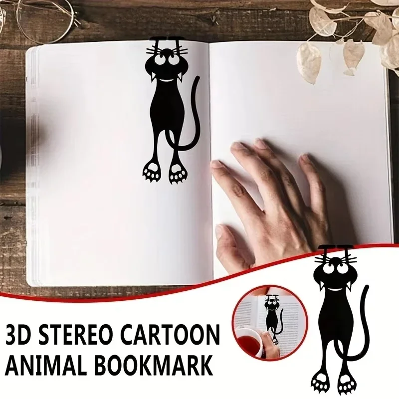 クリエイティブ文具 1-5 個かわいい黒猫ブックマーク書籍用 3D プラスチックステレオ動物ブックマーク学生教師のギフト用