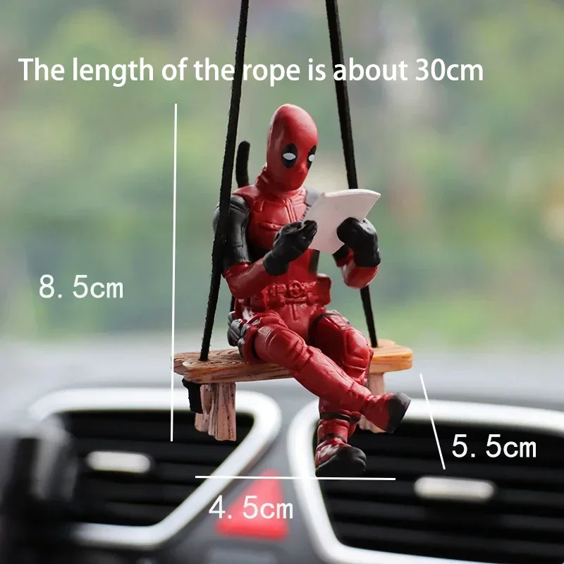 การ์ตูน Deadpool รถจี้กระจกมองหลังจี้อุปกรณ์ตกแต่งภายใน Mini ของเล่นตัวเลขการกระทําตกแต่งภายในรุ่น