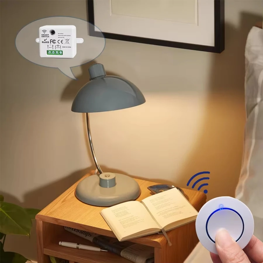 RF 433MHz Draadloze Lichtschakelaar 220V 110V 10A Relais Controlle Mini Ronde Knop Wandpaneel Schakelaar afstandsbediening Voor LED Lamp