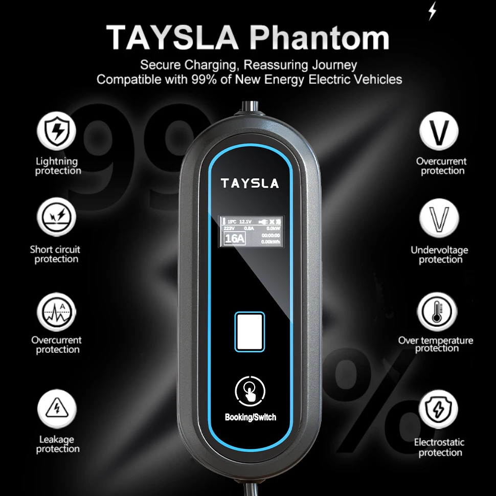 TAYSLA EV / PHEV 16A  32A carregadores de carro vêm com 3,5 metros e 5 metros carregadores portáteis