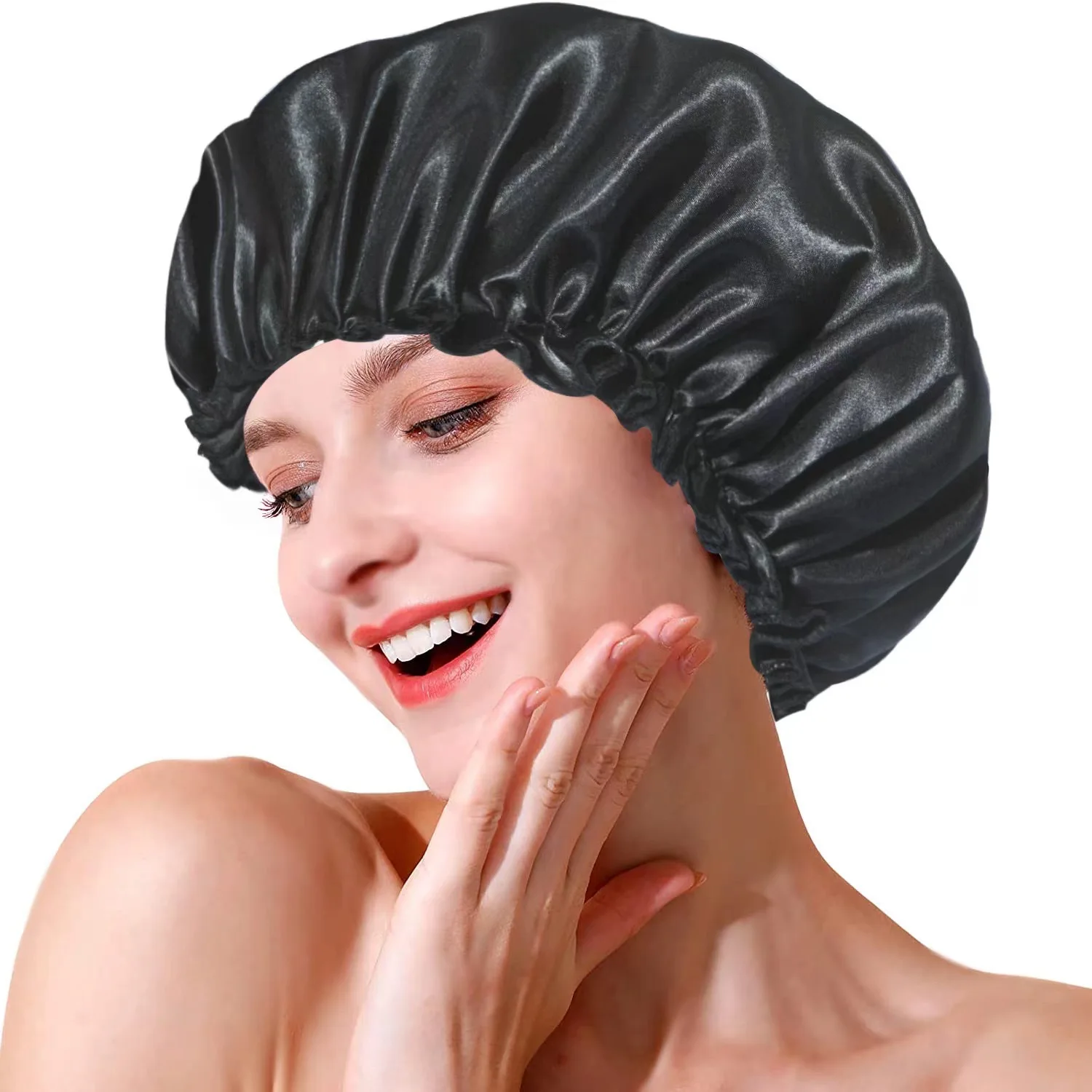 2 個ヒートフリーヘアカーラーサテンシルク睡眠キャップセットヘッドラップナチュラルカーリーヘアロングヘアケアウェーブ睡眠カーリングツール