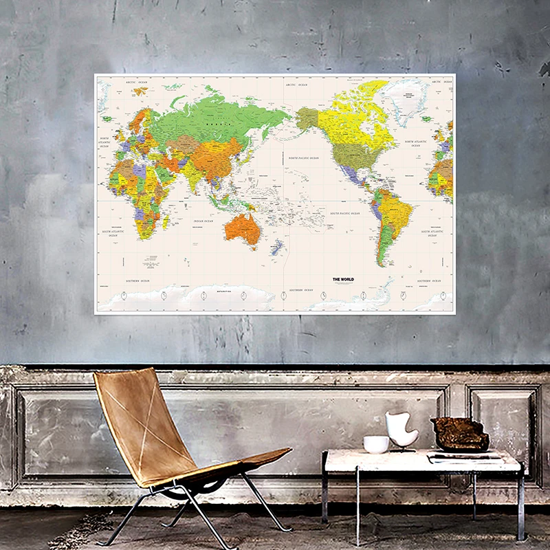 Mapa do mundo Mapa detalhado das cidades principais em cada país 150x100cm para viagens e viagens, material escolar e de escritório