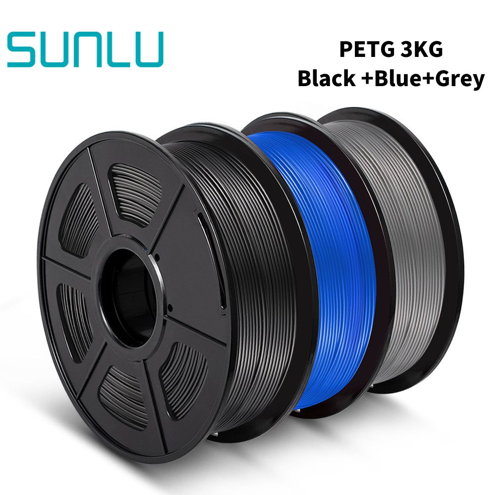 SUNLU PETG 3D-Filament, 1 kg, 3 Rollen, 1,75 mm +/-0,02 mm, 3D-Druckfilament, ordentlich gewickeltes Filament, Vakuumverpackung, schneller Versand