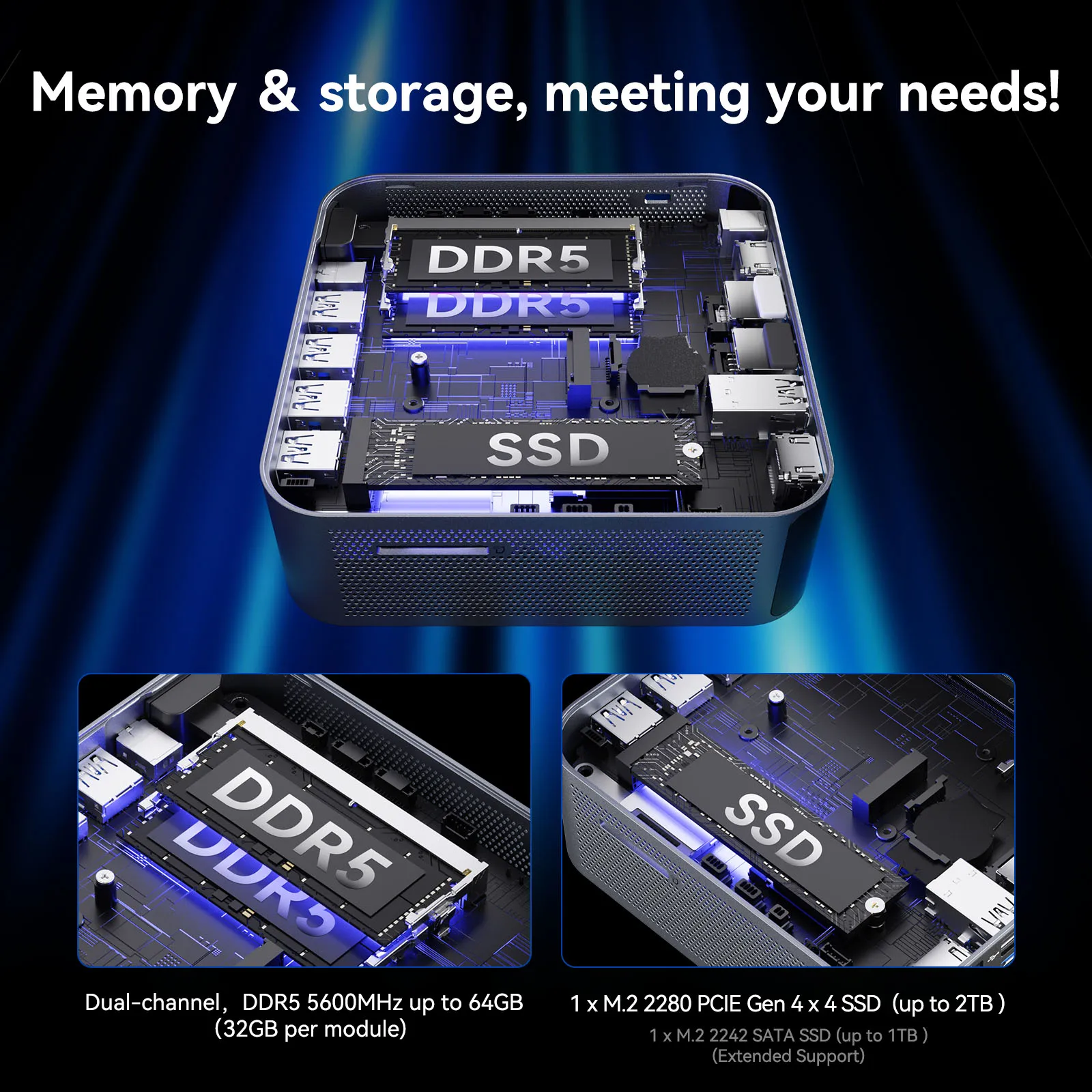 GEEKOM AI Mini PC GT1 Mega - Intel Core U9 185H, 16 Cores 22 Threads, Up to 5.1GHz, 2.5Gbps Dual LAN Port, Mini PC Windows 11