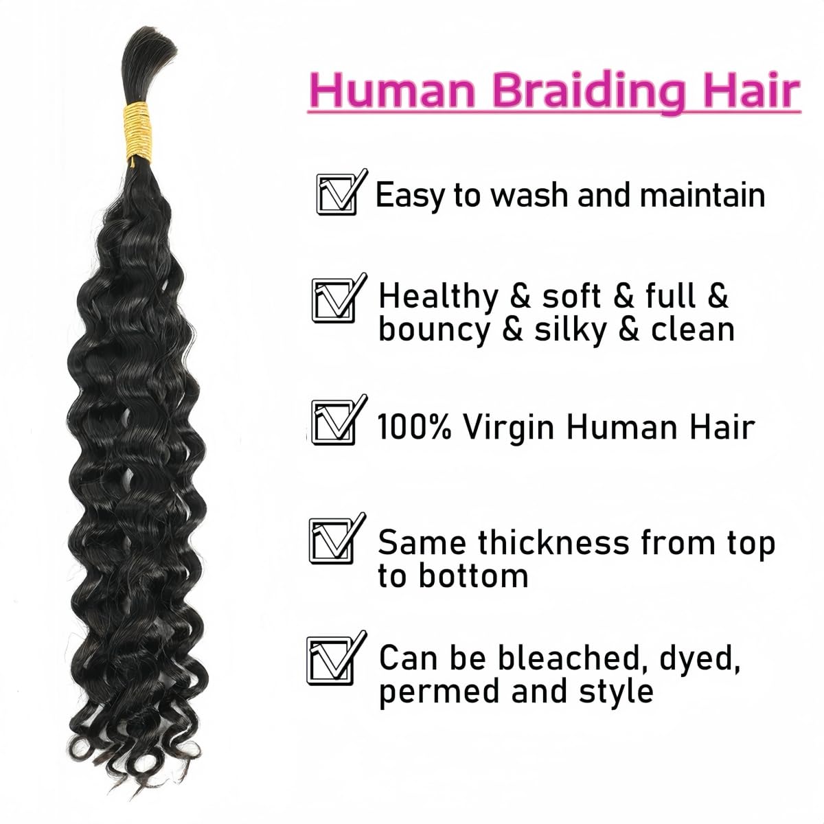 Bundles de cheveux humains bouclés en vrac pour tressage, double proximité ondulée, extensions sans trame, tresses Boho, support, vente en gros