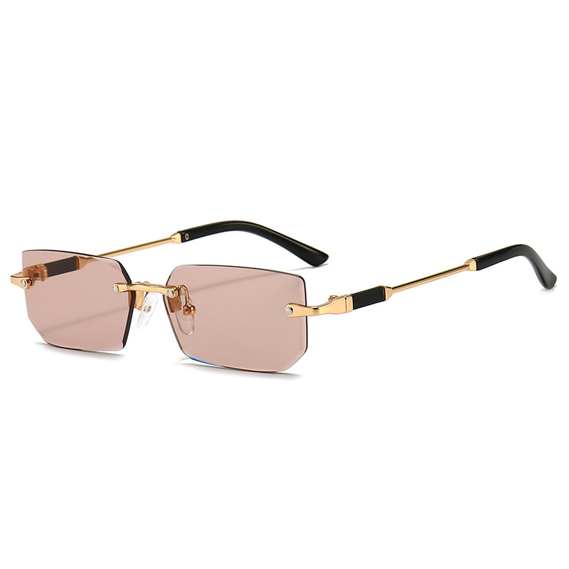 Moda sem aro retângulo óculos de sol populares mulheres homens tons pequenos quadrados óculos de sol para feminino masculino verão viajar oculos