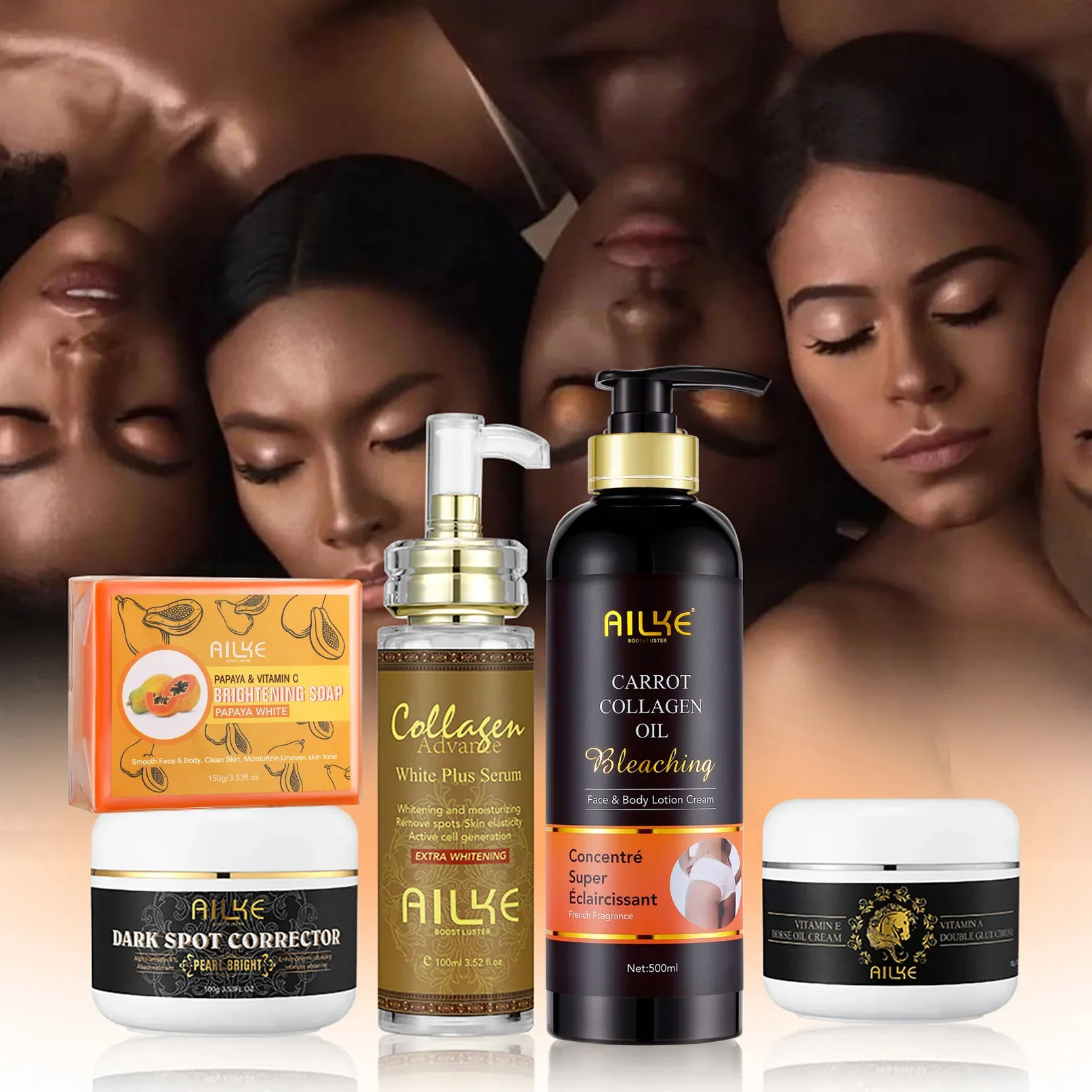 AILKE Collagen Bộ Dụng Cụ Làm Trắng, Dưỡng Ẩm, Hydrat Hóa, Điểm Tối Tẩy, Làm Sáng Da Toàn Thân, sát Nách Trắng Da