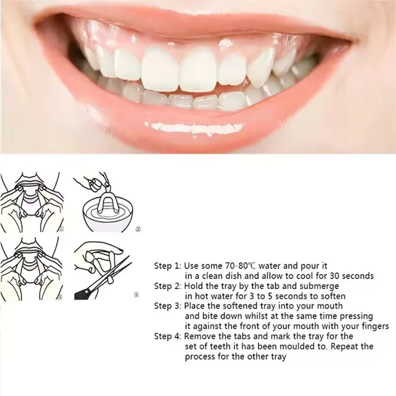 Aparatos de silicona para blanquear los dientes, bandejas moldeables para dormir, protector bucal para evitar el rechinar los dientes, herramientas de limpieza blanqueadora, 2-6 uds.