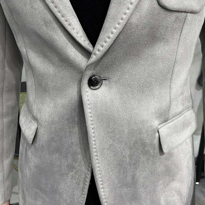 Plus ขนาด4XL-M ฤดูใบไม้ร่วงกำมะหยี่เสื้อแจ็คเก็ต Blazer Blazer 6สีนักธุรกิจผู้ชาย Slim Blazers Hommes Casual Tuxedo เสื้อคลุมสูท