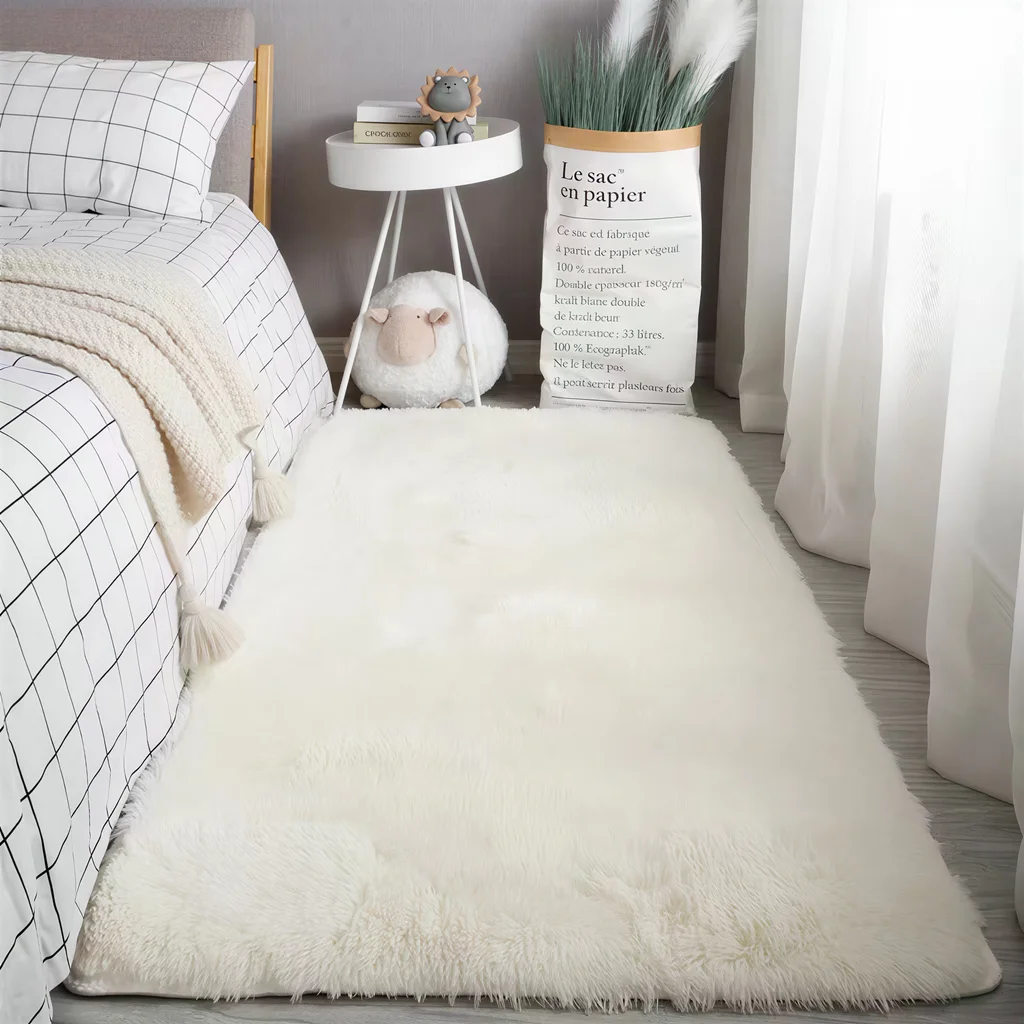 VIKAMA Weiche Teppiche, Schlafzimmerteppich, flauschig, rutschfest, gebunden, flauschig, weich, zottelig, Nachttischteppich, Wohnzimmerteppich