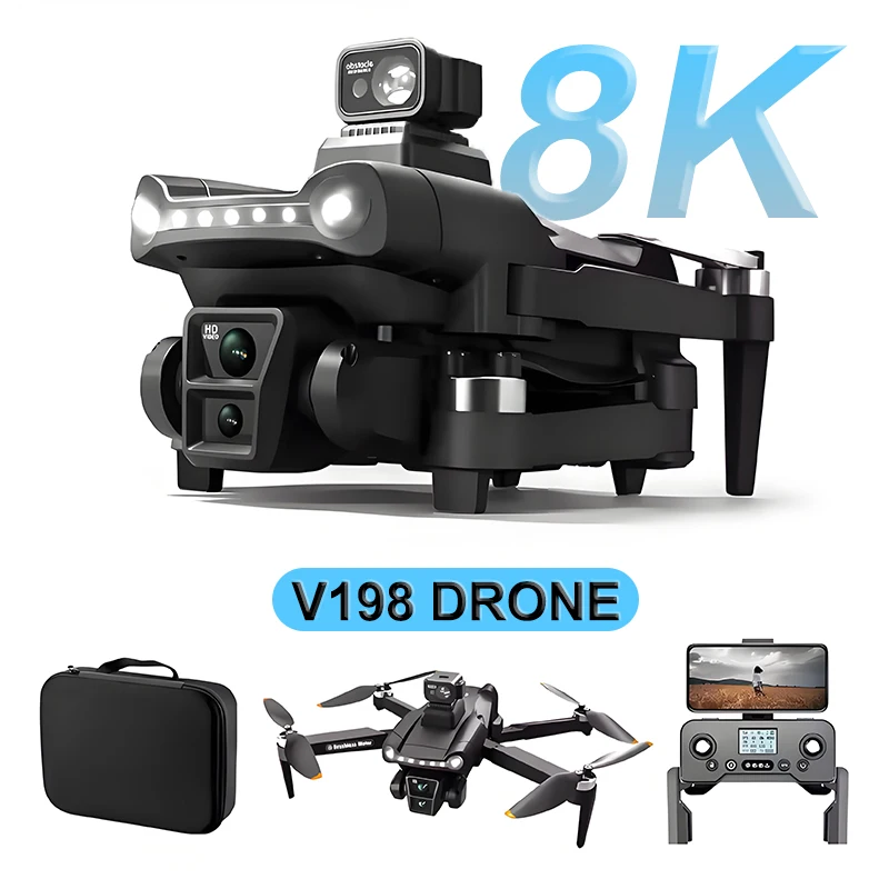 V198GPS Drone 8K cámara Profesional HD ESC sin escobillas evitación de obstáculos aéreo óptico plegable Quadcopter Mini Dron