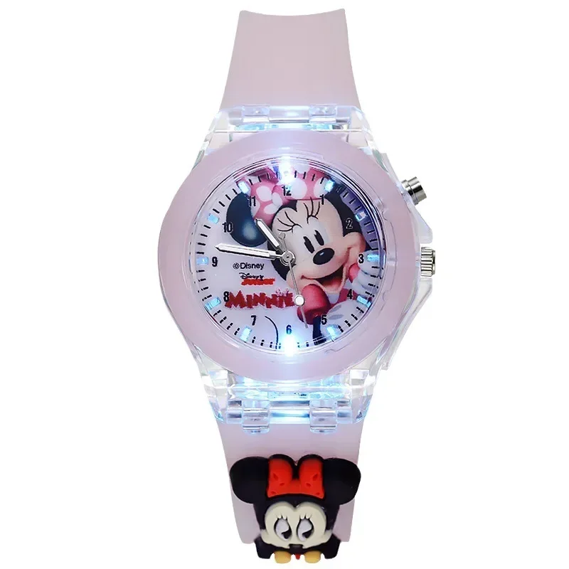 Mickey crianças relógios meninas fonte de luz cor silicone princesa elsa crianças relógio meninos presente relógio pulso