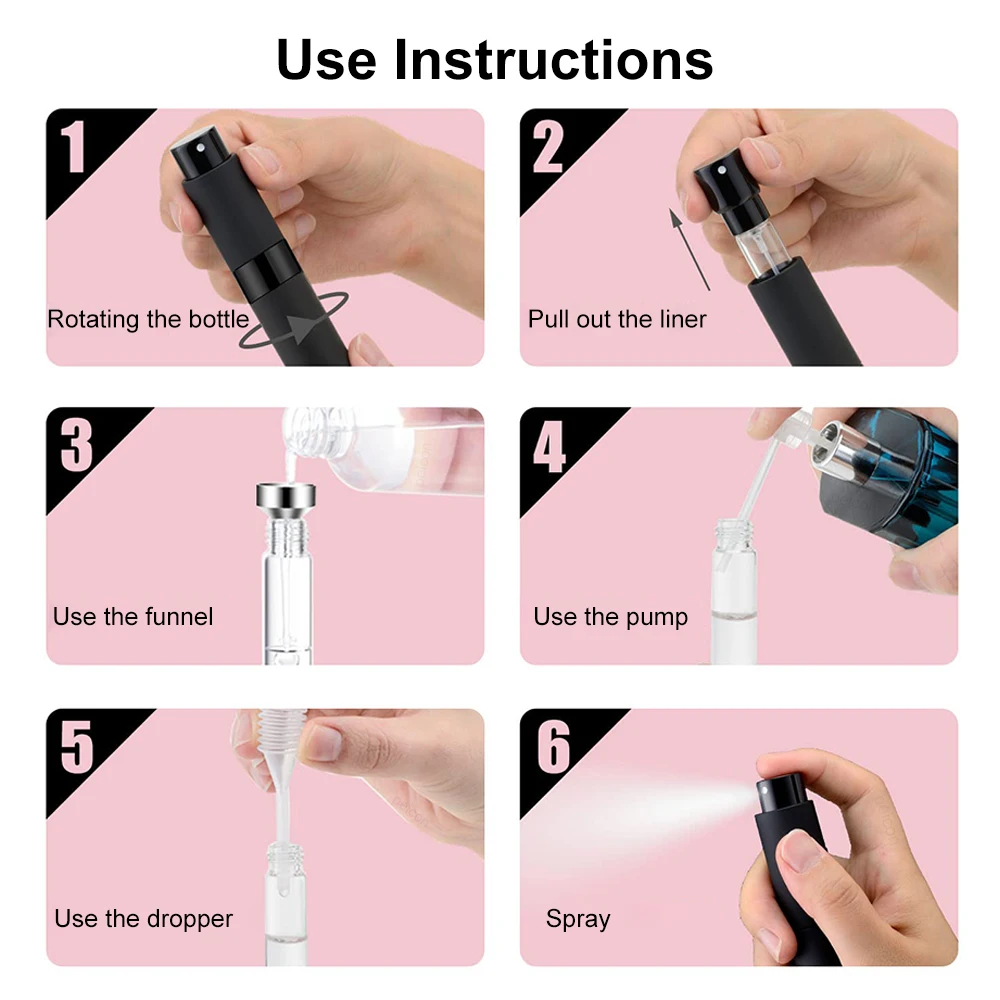 Atomizzatore di profumo Mini bottiglia vuota di profumo bottiglie riutilizzabili di profumo di Alcochol portatile per bottiglia di ricarica di profumo da viaggio 8ml