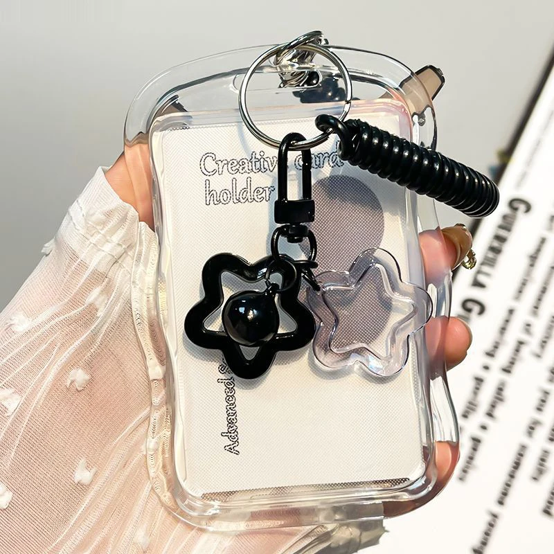 Creative Design Kpop Photocard Holder Transparent Card Holder Keychain Photo Sleeves Bus Card Student Card Case Photo Protector