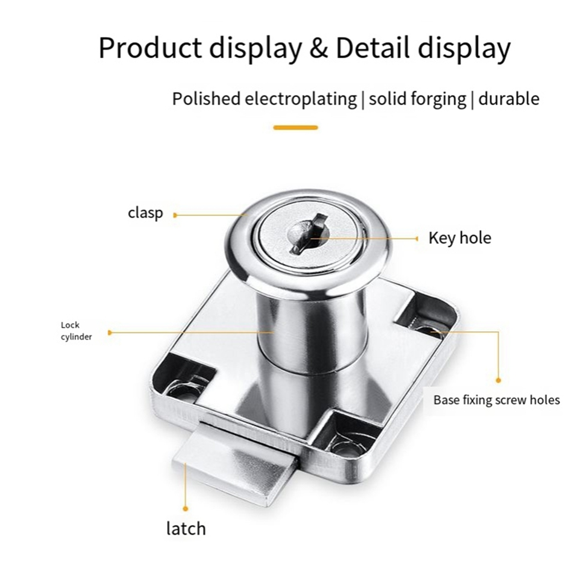 ABFA Office Desk Drawer Lock Zinc Alloy Anti Theft for Furniture Cabinet Door Lock File Cabinet Lock Same Key Long Core