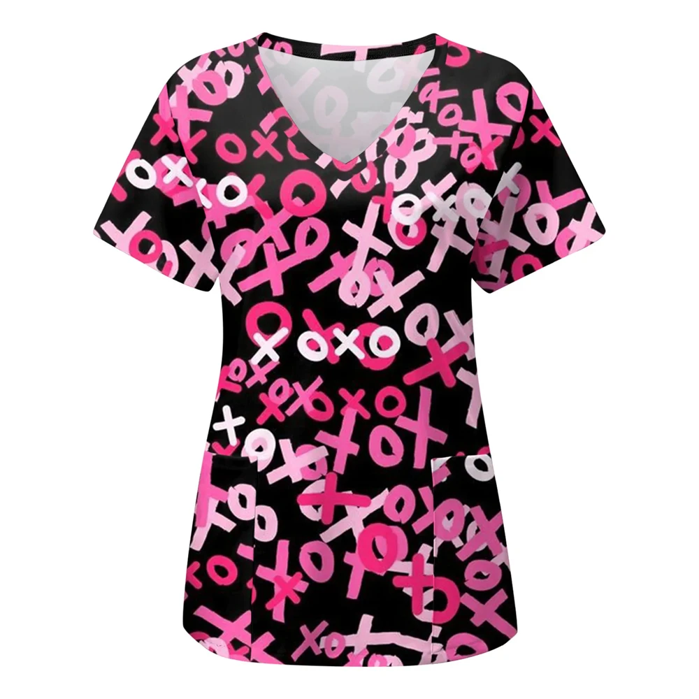 女性の医療ユニフォーム、VネックTシャツ、看護服、トップメイト、3Dプリント、看護師、歯科医が大好き