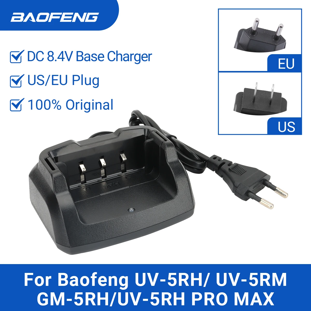 Baofeng UV-5RH US/EU Ladegerät Desktop Basis Walkie Talkie UV 5RH UV-5RM GM-5RH Zwei Weg Radio Zubehör
