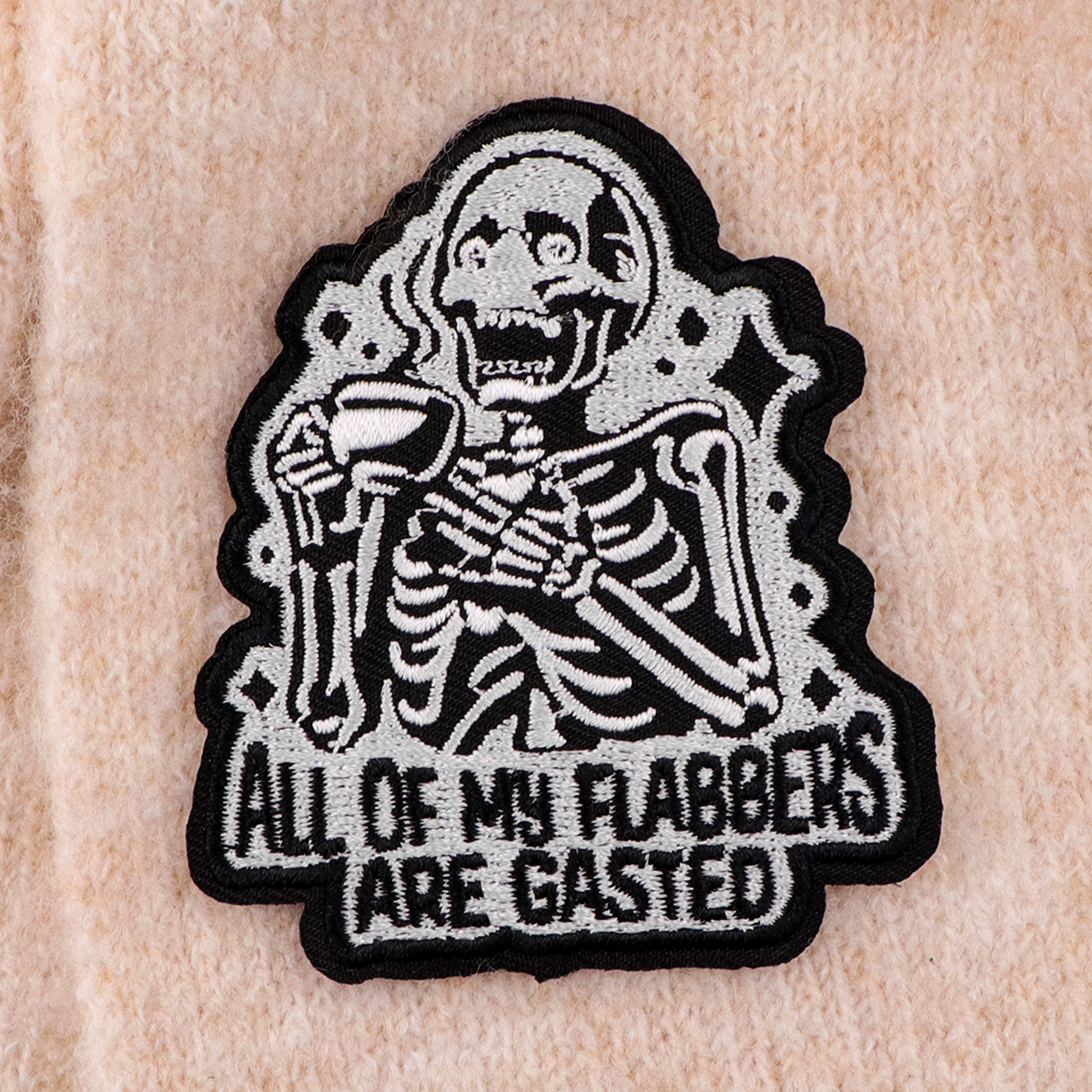 ハロウィーンの骨格と猫の服のパッチ,刺embroideredパッチ,縫製バッジ,アイロンパッチ,衣類アクセサリー