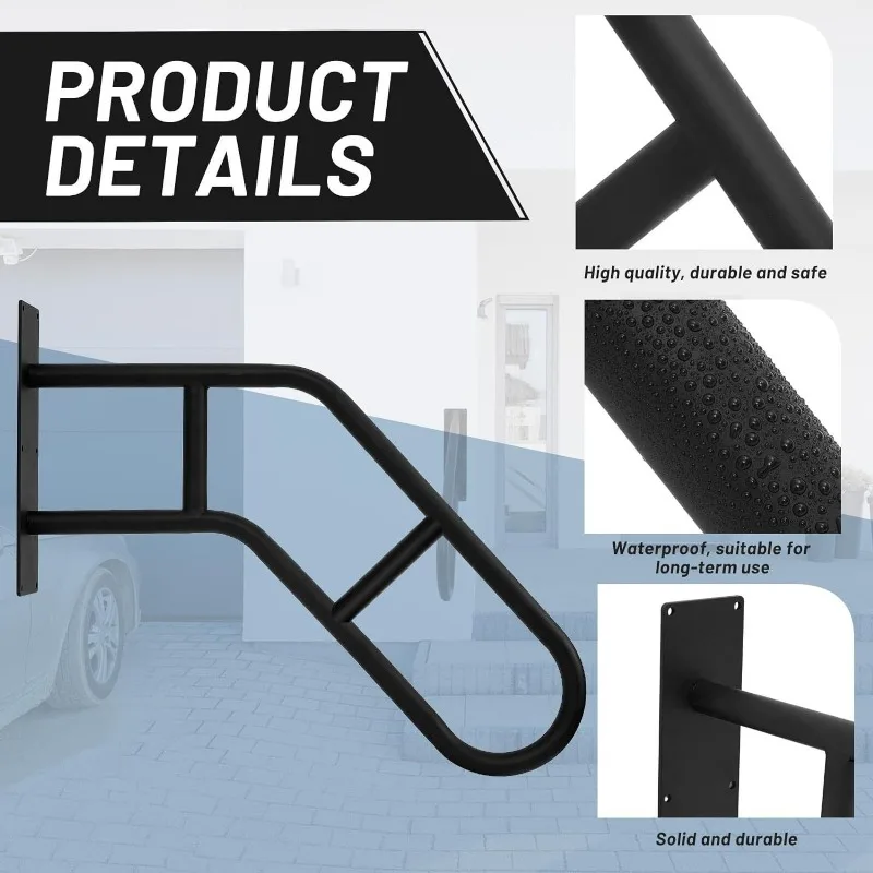 Iron Minimalist Handrail Stable Wall-Mounted Stair Support Simple Corridor Railing U-Shaped Sloped Ladder Frame for Home