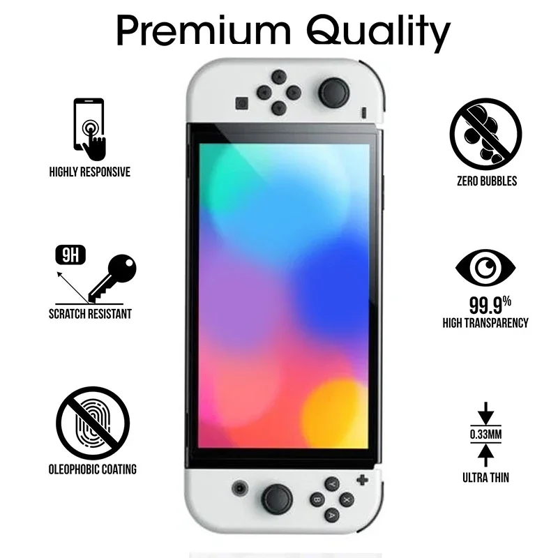 Pellicola salvaschermo in vetro temperato da 2 pezzi compatibile con Nintendo Switch OLED 9H HD Pellicola in vetro trasparente per Nintendos Switch OLED